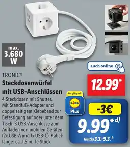 Lidl TRONIC Steckdosenwürfel mit USB-Anschlüssen Angebot