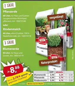 Sonderpreis Baumarkt Pflanzerde oder Rindenmulch o. Blumenerde Angebot