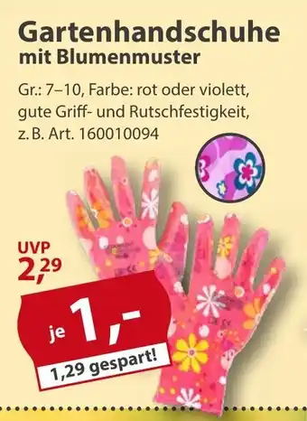 Sonderpreis Baumarkt Gartenhandschuhe mit Blumenmuster Angebot