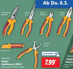 Lidl PARKSIDE Zange/ Kabelmesser 1.000 V Angebot