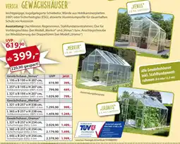 Sonderpreis Baumarkt VERSCH. GEWÄCHSHÄUSER Angebot