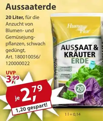 Sonderpreis Baumarkt Humo Flor Aussaaterde Angebot