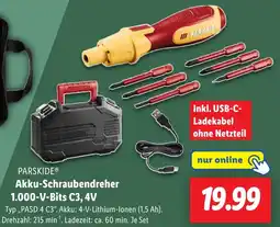 Lidl PARKSIDE Akku-Schraubendreher 1.000-V-Bits C3, 4V Angebot