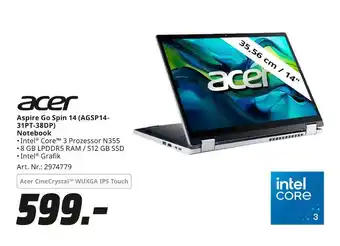 MediaMarkt Acer aspire go spin 14 (agsp14-31pt-38dp) notebook Angebot