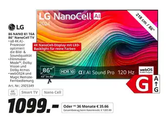 MediaMarkt Lg 86 nano 81 t6a nanocell tv Angebot