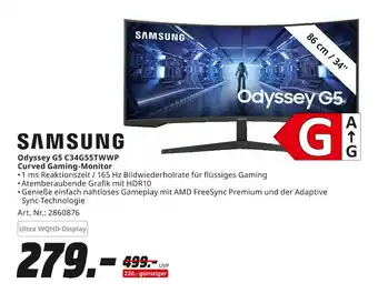 MediaMarkt Samsung odyssey g5 c34g55twwp curved gaming-monitor Angebot