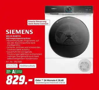 MediaMarkt Siemens wq 45 b2bfcb wärmepumpentrockner Angebot