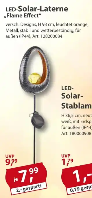 Sonderpreis Baumarkt LED-Solar-Laterne ,,Flame Effect" Angebot