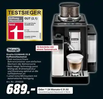 MediaMarkt Delonghi rivelia exam440.55.b kaffeevollautomat Angebot