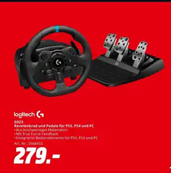 MediaMarkt Logitech g923 rennlenkrad und pedale für ps5, ps4 und pc Angebot