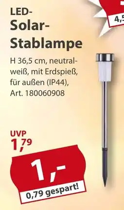 Sonderpreis Baumarkt LED- Solar- Stablampe Angebot