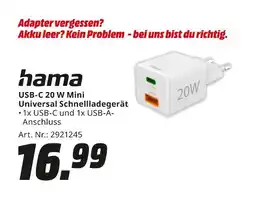 MediaMarkt Hama usb-c 20 w mini universal schnellladegerät Angebot