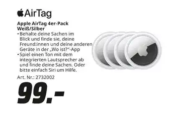 MediaMarkt Apple airtag 4er-pack weiß/silber Angebot