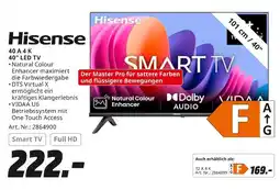 MediaMarkt Hisense 40 a 4 k 40 led tv oder 32 a 4 k Angebot