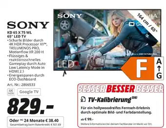 MediaMarkt Sony kd 65 x 75 wl 65 led tv Angebot