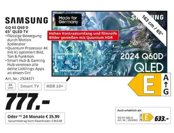 MediaMarkt Samsung 65 qled tv Angebot