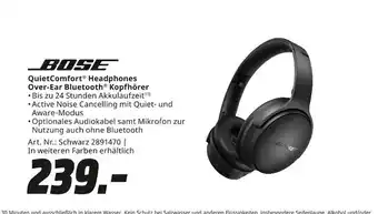 MediaMarkt Bose quietcomfort headphones over-ear bluetooth kopfhörer Angebot