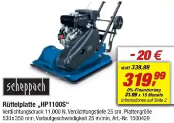 toom Baumarkt Scheppach Rüttelplatte „HP1100S" Angebot