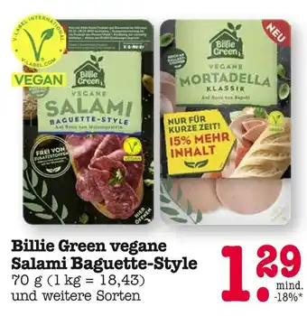 E-Center Billie green vegane salami baguette-style oder vegane mortadella klassik Angebot