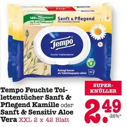 E-Center Tempo feuchte toilettentücher sanft & pflegend kamille oder sanft & sensitiv aloe vera Angebot