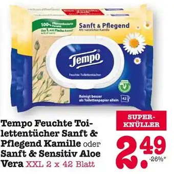 E-Center Tempo feuchte toilettentücher sanft & pflegend kamille oder sanft & sensitiv aloe vera Angebot