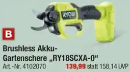 toom Baumarkt RYOBI Brushless Akku Gartenschere ,,RY18SCXA-0" Angebot