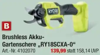 toom Baumarkt RYOBI Brushless Akku Gartenschere ,,RY18SCXA-0" Angebot