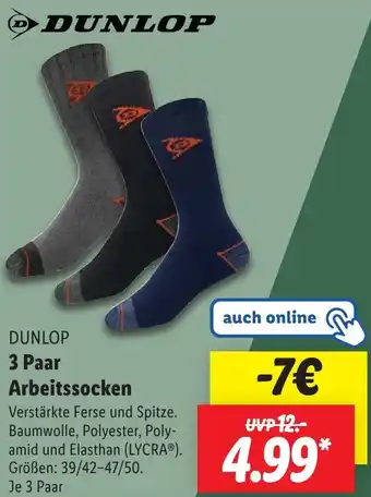 Lidl DUNLOP 3 Paar Arbeitssocken Angebot