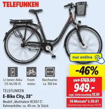 Lidl TELEFUNKEN E-Bike City, 28" Angebot