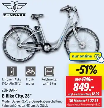 Lidl ZÜNDAPP E-Bike City, 28" Angebot