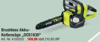 toom Baumarkt RYOBI Brushless Akku Kettensäge ,,OCS1830" Angebot