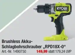 toom Baumarkt RYOBI Brushless Akku Schlagbohrschrauber ,,RPD18X-0" Angebot