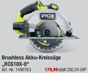 toom Baumarkt RYOBI Brushless Akku-Kreissäge „RCS18X-0" Angebot