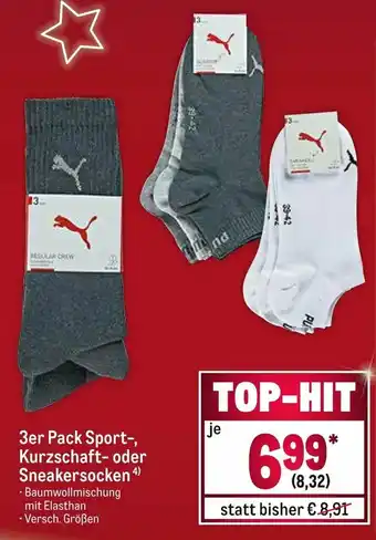 METRO 3er Pack Sport, Kurzschaft oder Sneakersocken Angebot