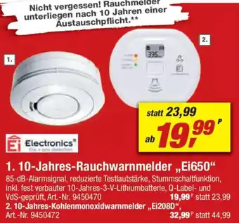 toom Baumarkt 10-Jahres-Rauchwarnmelder „Ei650" Angebot