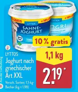 Aldi Nord Lyttos sahne-joghurt oder joghurt nach griechischer art xxl Angebot