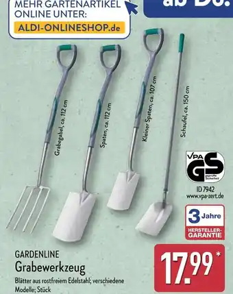 Aldi Nord Gardenline grabegabel oder spaten oder kleiner spaten oder schaufel Angebot