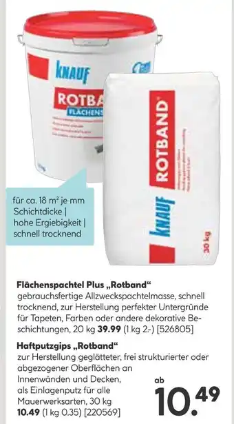 Hellweg Knauf flächenspachtel plus rotband oder haftputzgips „rotband“ Angebot