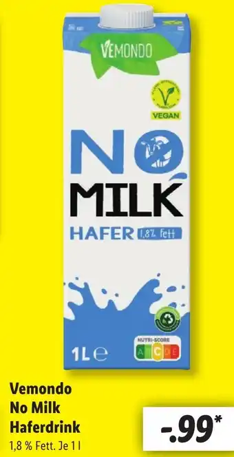 Lidl Vemondo No Milk Haferdrink Angebot