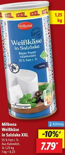 Lidl Milbona Weiẞkäse in Salzlake XXL Angebot