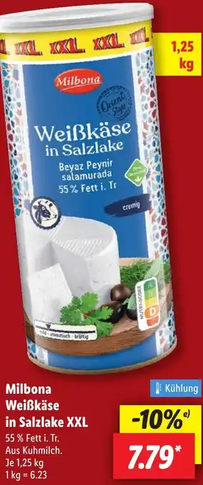 Lidl Milbona Weiẞkäse in Salzlake XXL Angebot