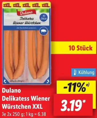 Lidl Dulano Delikatess Wiener Würstchen XXL Angebot