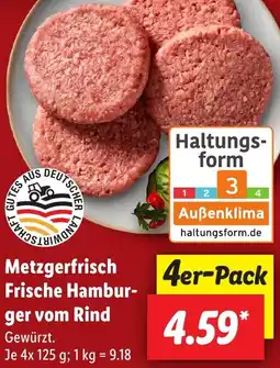 Lidl Metzgerfrisch Frische Hamburger vom Rind Angebot