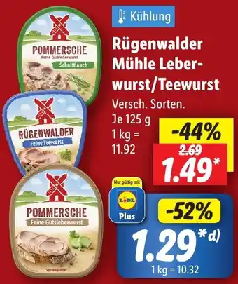 Lidl Rügenwalder Mühle Leberwurst/Teewurst Angebot