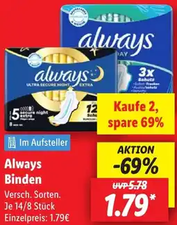 Lidl Always Binden Angebot