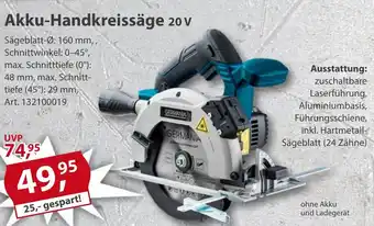 Sonderpreis Baumarkt GERMANIA Akku-Handkreissäge 20 v Angebot