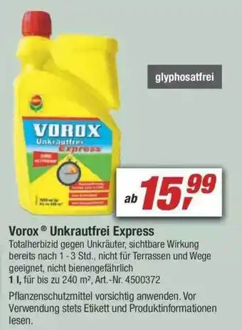 toom Baumarkt Vorox Unkrautfrei Express Angebot