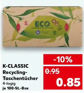 Kaufland K-CLASSIC Recycling- Taschentücher Angebot