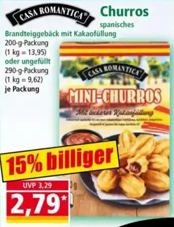 Norma CASA ROMANTICA Churros Brandteiggebäck mit Kakaofüllung Angebot