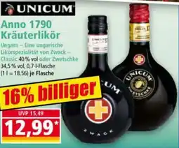 Norma UNICUM Anno 1790 Kräuterlikör Angebot